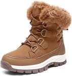 DREAM PAIRS Waterproof Snow Boots for Women, Faux Fur Cozy Warm Insulated Winter Boots Lace Up Mid-Calf Outdoor Shoes for Walking Hiking,Size 7,Tan,SDSB2305W