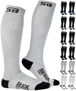 SB SOX Merino Wool Ski Socks for Men & Women (2 Pairs) - Warm Thermal Socks for All-Day Winter Wear (Gray/Black, Small)