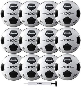 Franklin Sports Size Competition 100 Soccer Balls - 12 Pack Deflated with Pump White, 3