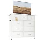 MUTUN 9-Drawer Dresser, Fabric Storage Dresser for Bedroom, Closet, Entryway, Tall Chest Organizer Unit with Fabric Bins, Sturdy Frame, Easy Pull Handles & Wooden Top, White