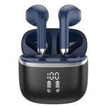 Wireless Earbuds, Bluetooth 5.3 Headphones with 4 ENC Noise Cancelling Mic, HiFi Stereo Deep Bass, IP7 Waterproof Bluetooth Earphones, 40H Playtime, Bluetooth Earbuds Dual LED Display, Dark blue