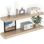 Ballucci 36" Floating Shelves 8" Deep, 2-Pack 3 ft Wood Wall Mount Shelf Set with Invisible Brackets for Living Room, Bathroom, Kitchen, Nursery, Oak Finish