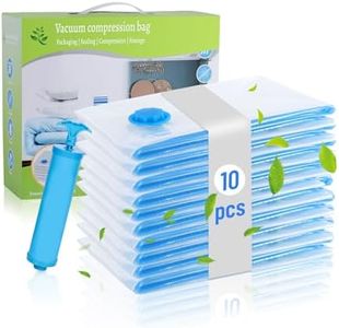 Chuner Juego de 10 Bolsas de Vacío para Edredones- 100 * 80cm, Sin BPA, Con Válvula Hermética y Bomba de Mano, Ahorra un 80% de Espacio, Gran Bolsa de Almacenamiento Reutilizable