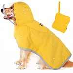 AUTOWT Waterproof Dog Raincoat, Clear Hooded Double Layer Dogs Rain Jacket for Small Medium Large Dogs, Dog Poncho with Reflective Strip Adjustable Velcro Straps and Storage Pocket