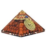 OrgoniteShop Seven® Chakra Orgone Energy Pyramid for Vastu Correction - Orgonite Pyramids - Panchmukhi Rudraksha - Reiki Chakra - Flower of Life Om Symbol for Meditation & Healing