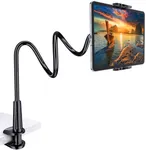 Gooseneck Tablet Holder Stand for Bed: Tryone Adjustable Flexible Arm Tablets Mount Clamp on Table Compatible with iPad Air Mini | Galaxy Tabs | Kindle Fire | Switch or Other 4.7-10.5" Devices