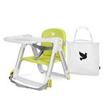 APRAMO FLIPPA Dining Booster Chair, Baby Toddler Folding Portable Booster Feeding Seat for Children 6 Months to 3 Years Approx. 15kg with Harness & Removable Tray (Green Lime)