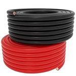 SHIERLENG 2 AWG Gauge 10 FT Welding Battery Cable Red + Black Pure Copper Power Inverter Wire Set (Positive & Negative) for Solar, RV, Car, Boat, Automotive, Marine, Motorcycle (10 FT)