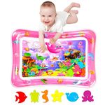 Baby Tummy time mat,Tummy time Water mat, Baby Toys 3-36 Months, Fun Early Development Activity Play Center for Newborn,Sea Word Pink,70x50cm.