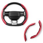amazon basics Car Steering Wheel Grip | Red | Carbon Fiber | Non Slip | Sweatproof and Anti-skidding