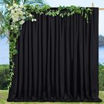 2 Pieces 5ftx10ft Black Polyester Backdrop Curtains Wedding Backdrop Drapes Photo Background Birthday Party Halloween Decorations