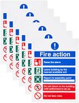 Pack of 6 Raise The Alarm Fire Action Notice Signs 150mm x 200mm - Self Adhesive