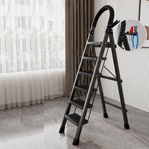 stusgo 6 Step Ladders, Sturdy Metal Folding Step Ladder, Portable Sepladder Multi Height Platform for Home, Kitchen, Office Warehouse (Black)
