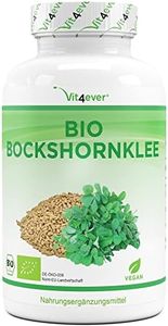 Vit4ever Alholva orgánica activada - 365 cápsulas - Alta dosis con 2600 mg (650 mg por cápsula) - Calidad orgánica certificada y probada en laboratorio - Sin aditivos no deseados - Vegano