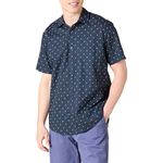 Amazon Essentials Men's Regular-Fit Short-Sleeve Print Shirt, Navy White Anchor Print, L