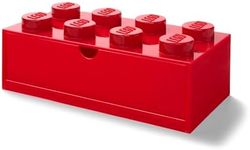 LEGO Desk Drawer Stackable Storage with 8 Knobs, in Red