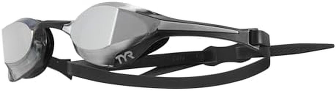 TYR Goggle Tracer X Elite Racing Lunettes de Natation Effet Miroir Mixte, Silver/Black Mirrored, Taille Unique