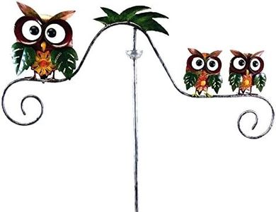 SK Style Metal Garden Wind Spinner, Balance Stake - Owl Bird Family - Owls