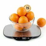 HealthSense Weighing Machine for Food | Digital kitchen weight scale with 15 kg Capacity, Stainless Steel Platform, 1 g Accuracy, Large LED Display, Touch Control, Auto-Off, 1 Year Warranty KS90