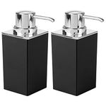 mDesign Set of 2 Bathroom Soap Pump — Soap Dispenser Pump for Bathroom Sink — Handwash Dispenser for The Bathroom or Kitchen — Black/Chrome