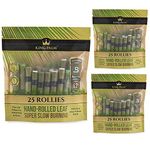 King Palm ROLLIE Size Natural Pre Wrap Palm Leafs (3 PACKS OF 25, 75 ROLLS TOTAL)- Pre Rolled Cones - All Natural Cones - Corn Husk Filter - Preroll Cones - Prerolled cones with Filter - Organic Cones