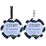 Three Little Tots Two Pack - Navy Blue No Touching Baby Car Seat and Stroller Signs - CPSIA Safety Tested