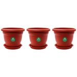 TrustBasket Terracotta pots with Bottom Plates - 3 Pcs (6 inch) | Gamla for Plants with Saucer | Pots and planters with Tray | Garden pots & Bottom Plates