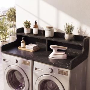 OMCMUU 2-Tier Washer Dryer Countertop Topper, Black