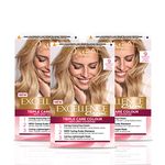 L'Oréal Paris Excellence Crème Permanent Hair Dye, Radiant At-Home Hair Colour with up to 100% Grey Coverage, Pro-Keratin, Up to 8 Weeks of Colour, Pack of 3, Colour: 9 Natural Light Blonde