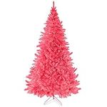 Prextex 6 Feet Pink Christmas Tree - Premium Artificial Spruce Hinged Pink Christmas Tree Lightweight and Easy to Assemble with Christmas Tree Metal Stand 1200 Tips