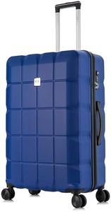 ATX Luggage Large Suitcase on 4 Dual Spinner Wheels Super Lightweight ABS Hard Shell Hold Check in with Built-in TSA Lock(Midnight Blue, 110 Liter)
