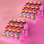 YestBuy Display Shelf Cake Stand – 4 Tier Shelf Cake Pop Stand – Multifunctional and Durable Acrylic Stand – Mounting Hardware Included – Ideal for Desserts, Cosmetics, Glassware, Figurines