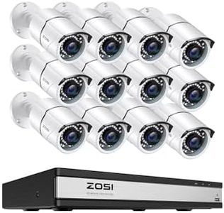 ZOSI H.265+ 1080p 16 Channel Home Security Camera System with AI Human Vehicle Detect,16CH DVR Recorder and 12 x 1080p CCTV Bullet Camera Outdoor Indoor, 120ft Night Vision, 105°Wide Angle (No HDD)