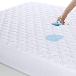 Utopia Bedding Quilted Fitted Waterproof Mattress Pad, Mattress Cover, Mattress Topper, Waterproof Mattress Protector Stretches up to 30-38 CM Deep (White) (White, Double - 135x190cm)