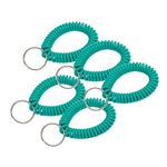 Lucky Line 5 x Spiral Wrist Spool with Steel Key Fob Flexible Stretch to 12" Teal (4103805)