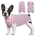 KUTKUT Small Dog Cats Surgical Suit, Dog Recovery Suit for Abdominal Wounds, Dog After Surgery Recovery Snugly Suit, Dog Onesie for Female Male, Prevent Licking Bodysuit (SIZE: L, Chest: 47cm)