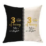 3 Years of Marriage Gifts for Couples, 3th Wedding Anniversary Cushuon Cover Gifts, Mr. Mrs. 3th for Husband Wife, 3th Wedding Gifts for Her Him Anniversary Decoration (3rd)