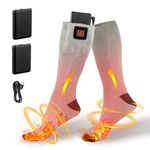 Heated Socks, Rechargeable Heated Socks for Men and Women, 3.7V 5000mAh Battery, Washable Electric Heating Socks with Adjustable Temperature for Winter Skiing, Skating, Hiking, Outdoor Sports (Grey)