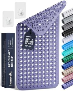 Bathtub Mat Non Slip 35x16 - homerella® Bath Mat Incl. Hooks for Drying, Extra Long, 100% BPA Free, Shower Mat Non Slip Anti Mold, Machine Washable, Shower Mats for Inside Shower Mildew Resistant