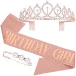 SNOWIE SOFT® Birthday Decorations Kit, Birthday Crown Headband Birthday Sash and Rhinestone Crown Tiara Set for Happy Birthday Gift Party Accessories, Favors, Decorations (Multi 1)