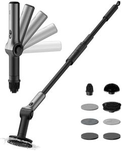 HOTO Flexi™ Cordless Electric Spin Scrubber, Adjustable Angle, Extendable Handle, Smart Display, IPX7 Waterproof, Powerful Cleaning Scrubber with 8 Replaceable Brush Heads, for Bathroom, Tile, Bathtub