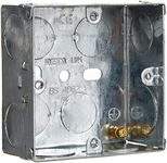 Merriway BH04060 35mm (1.3/8 inch) Depth Single 1-Gang Metal Flush Mount Back Pattress Box , Grey