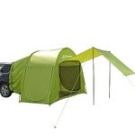 Car Rear Tent Hatchback Tents SUV Camping Tent Tailgate Tent Has Big Screened Room&A Long Awning for 1-4 Person (Light Green)