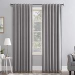 Sun Zero Hampshire Velvet Noise Reducing Thermal Extreme Total Blackout Back Tab Curtain Panel, 50" x 84", Gray