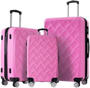 Merax Luggage Sets 3 piece Expandable Lightweight Suitcases With Wheels TSA Lock, Family Travel Luggage for Man and Woman 20" 24" 28", Barbi Pink, 3 Piece(20/24/28)