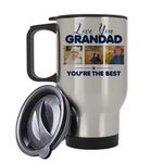 Personalised Photo, Father's Day Gift, Love You Grandad You're The Best, Insulated Travel Mug, Tea, Coffee Mug. (Silver)