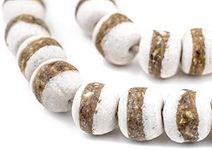 African Kente Beads - Full Strand of Krobo Glass Beads - The Bead Chest (White)