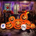 WBHome 8 Ft Halloween Inflatable Pumpkin Patch Family Decoration, Halloween Decor with LED Light (Plug in) for Lawn Yard Home Party Indoors Outdoors