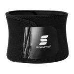 Amazon Brand - Symactive Premium Sweat/Stomach Belt | Adjustable Velcro closure | Enhances Sweating | for Tummy/Core Exercises, Gym Workouts, Running & Yoga| Back Support (Black)