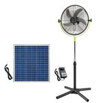 Epyz 14" Solar Rechargeable Battery Operated Outdoor Pedestal Fan, 12 Speeds, Quiet, Cordless, Heavy Duty ABS Plastic Blade for Camping Home Outage (Green, 15600 mAh Battery)